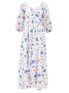 Matchesfashion.com Loveshackfancy - Roslyn Balloon-sleeve Floral-print Cotton Dress - Womens - White Multi