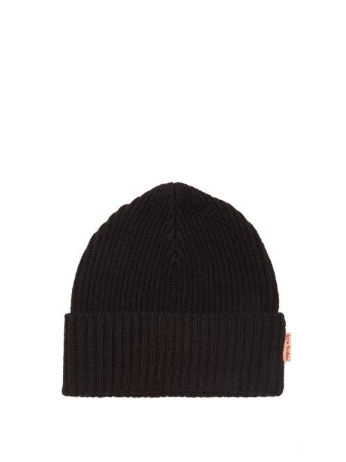 Matchesfashion.com Acne Studios - Ribbed Wool-blend Beanie Hat - Mens - Black