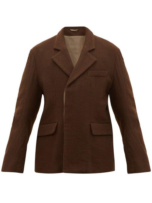 Matchesfashion.com Ann Demeulemeester - Single Breasted Cotton Blend Felt Jacket - Mens - Brown