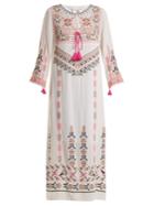 Figue Josefina Geometric-embroidered Silk Dress