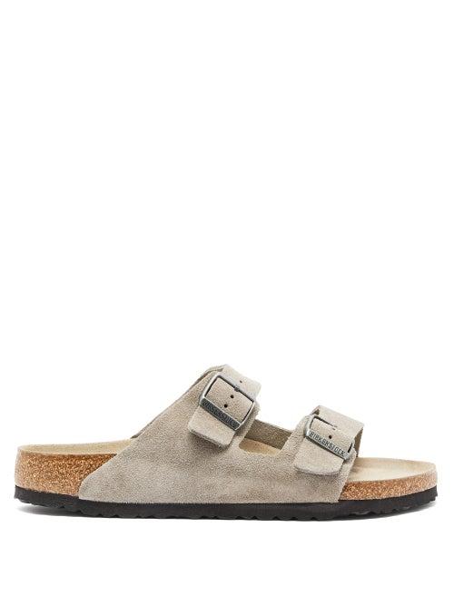 Matchesfashion.com Birkenstock - Arizona Two-strap Suede Slides - Mens - Grey