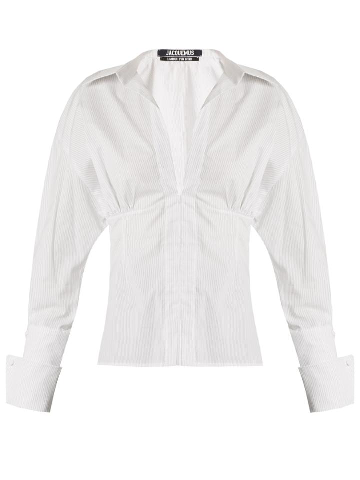 Jacquemus Corset-detail Pinstriped Cotton Shirt