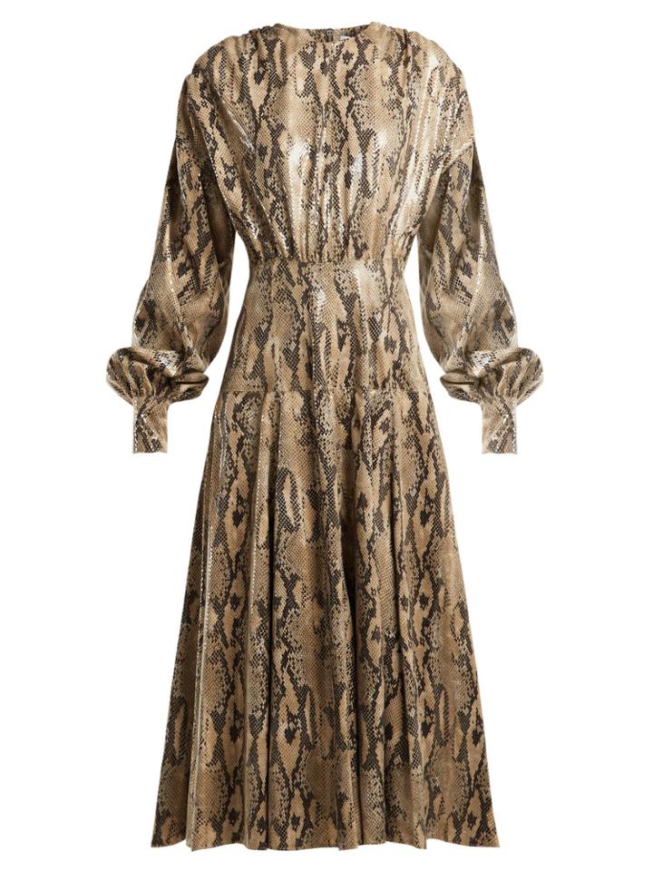 Msgm Snake-print Faux-leather Dress