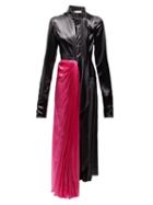 Matchesfashion.com Marni - Necktie Asymmetric Satin Midi Dress - Womens - Black Multi