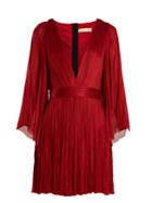 Maria Lucia Hohan Lur Deep V-neck Pleated Silk-tulle Mini Dress