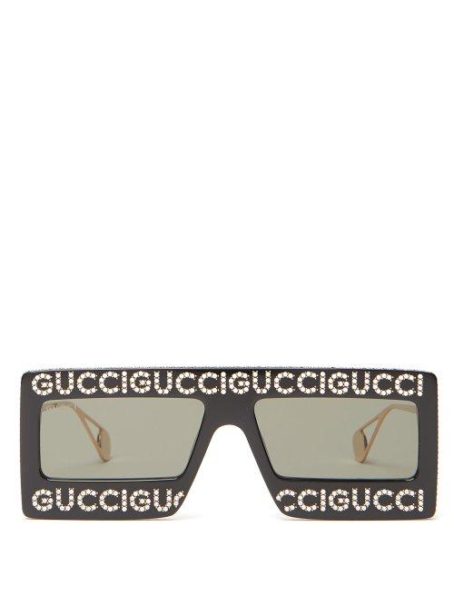 Matchesfashion.com Gucci - Hollywood Forever Embellished Sunglasses - Mens - Black