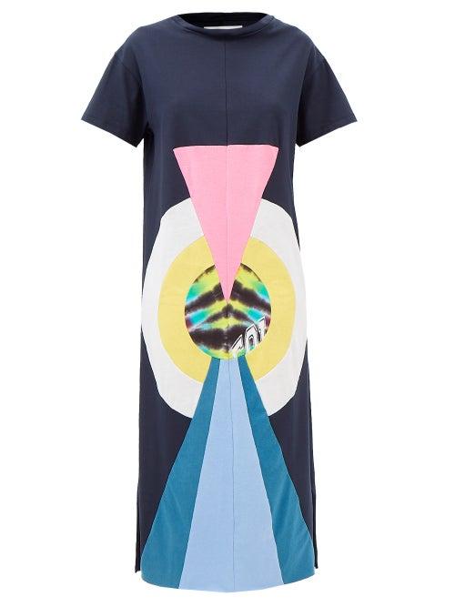Conner Ives - Patchwork Upcycled Cotton T-shirt Dress - Womens - Navy Multi