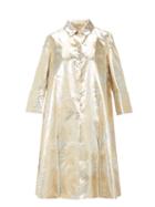 Matchesfashion.com Sara Battaglia - Palm-leaf Brocade Opera Coat - Womens - Gold Multi