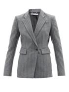 Another Tomorrow - Pinstripe Recycled Wool-blend Blazer - Womens - Grey