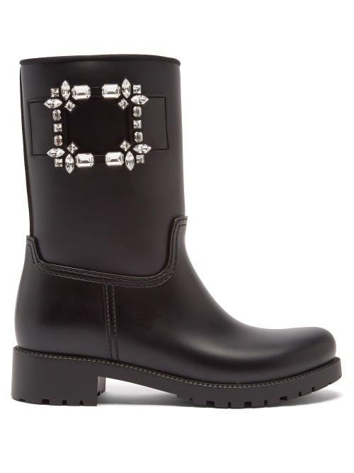 Roger Vivier - Tempte Viv Crystal-buckle Pvc Ankle Boots - Womens - Black