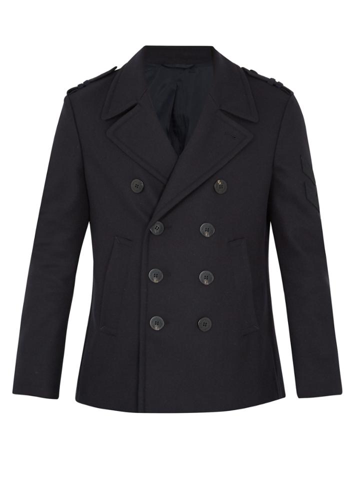 Neil Barrett Chevron-appliqu Wool-blend Peacoat