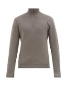 Matchesfashion.com Ralph Lauren Purple Label - Half-zip Wool And Cashmere-blend Sweater - Mens - Grey
