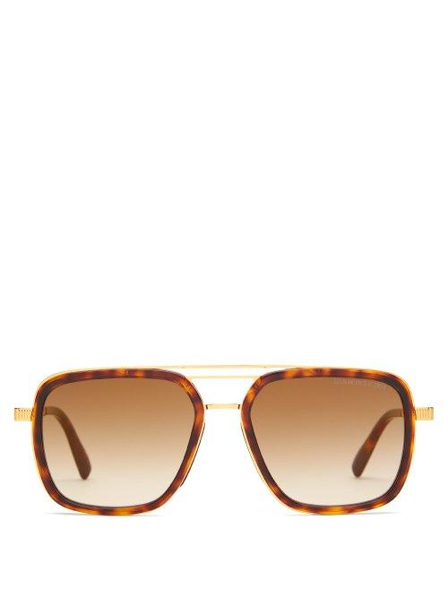 Matchesfashion.com Cutler And Gross - Aviator Acetate And Titanium Sunglasses - Mens - Tortoiseshell