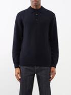 Sunspel - Quarter-button Wool Polo Shirt - Mens - Navy