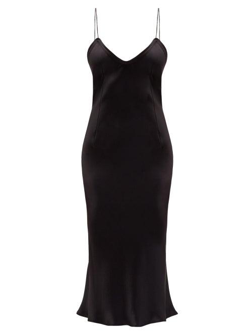 Matchesfashion.com Saint Laurent - Bias-cut Satin Slip Dress - Womens - Black