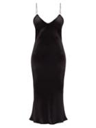 Matchesfashion.com Saint Laurent - Bias-cut Satin Slip Dress - Womens - Black