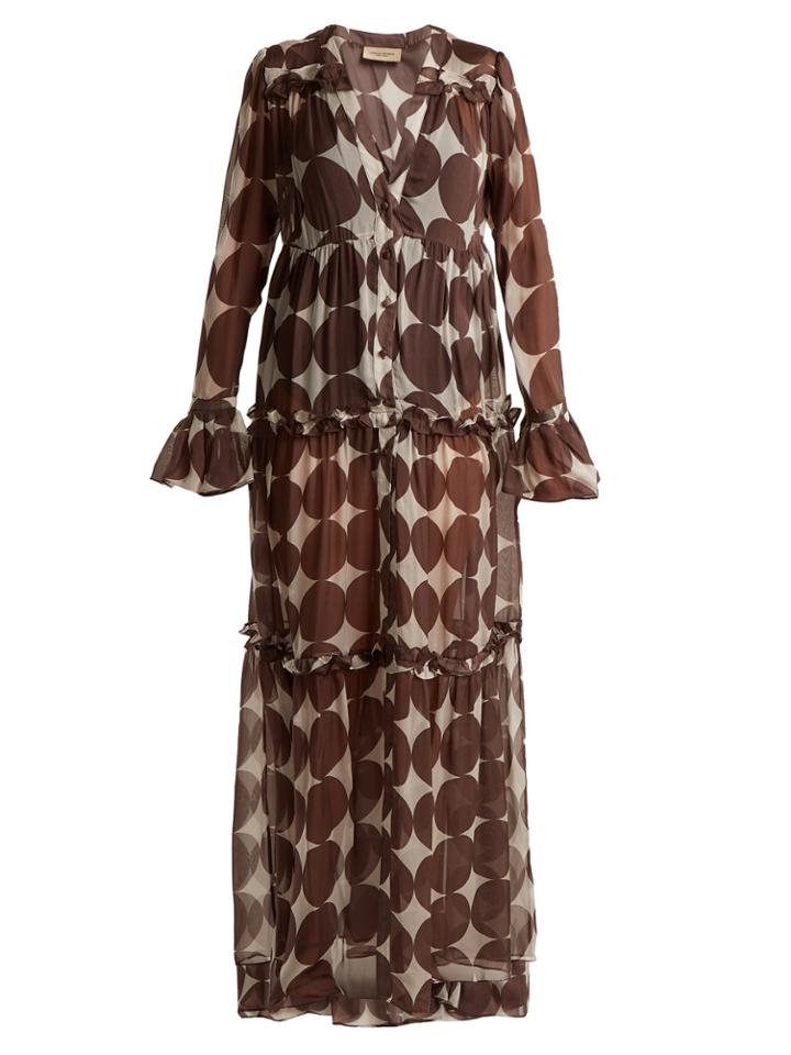 Adriana Degreas Cacao Polka-dot Print Dress