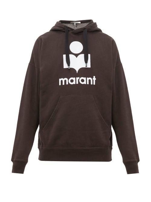 Matchesfashion.com Isabel Marant - Miley Logo Flocked Cotton Blend Hooded Sweatshirt - Mens - Black