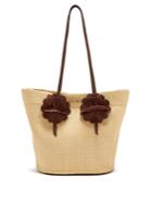 Miu Miu Flower-embellished Raffia Bag