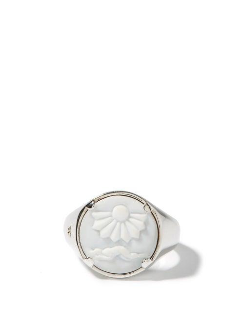 Matchesfashion.com Tom Wood - Clytia Cameo Rhodium-plated Sterling-silver Ring - Mens - Silver