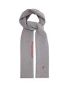 Matchesfashion.com Raf Simons - Logo And Text Embroidered Wool Blend Scarf - Womens - Grey