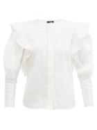 Matchesfashion.com Isabel Marant - Getlyia Ruffle-shoulder Broderie-anglaise Blouse - Womens - White