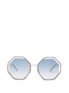Matchesfashion.com Chlo - Poppy Hexagon Frame Sunglasses - Womens - Blue