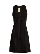 Matchesfashion.com Elie Saab - Ribbed Knit Pleated Mini Dress - Womens - Black
