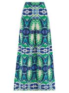 Matchesfashion.com Le Sirenuse, Positano - Stephan Fish Tail-print Cotton Trousers - Womens - Green Print