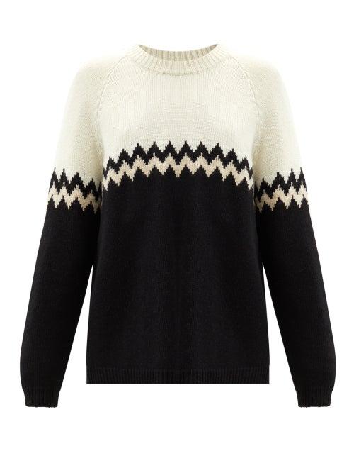 Matchesfashion.com Sara Lanzi - Zigzag Alpaca-blend Sweater - Womens - Black Cream