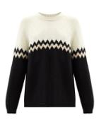 Matchesfashion.com Sara Lanzi - Zigzag Alpaca-blend Sweater - Womens - Black Cream