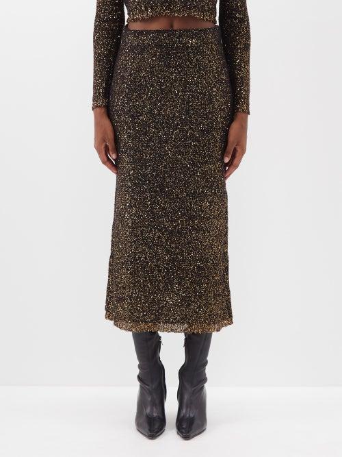Altuzarra - Dione Sequinned-knit Midi Skirt - Womens - Black
