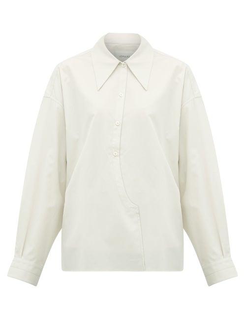 Matchesfashion.com Lemaire - Asymmetric Cotton-poplin Shirt - Womens - Light Grey