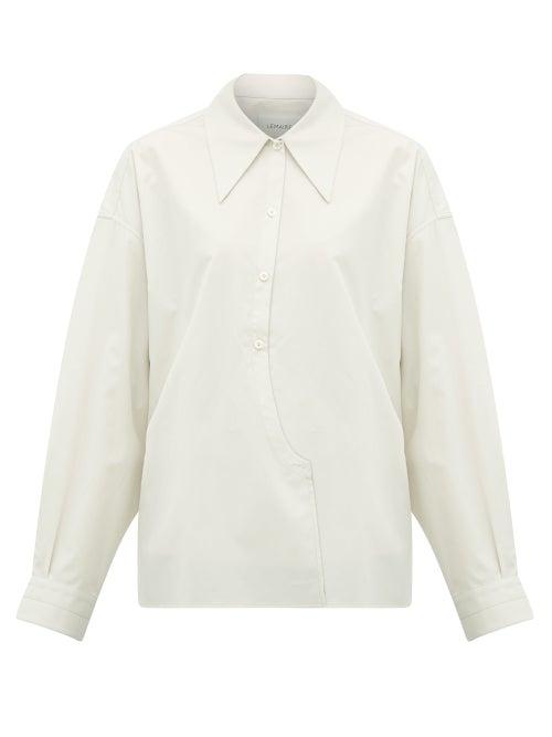 Matchesfashion.com Lemaire - Asymmetric Cotton-poplin Shirt - Womens - Light Grey