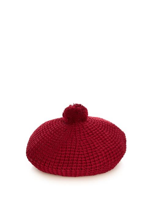 Gucci Pompom Cotton-knit Beret