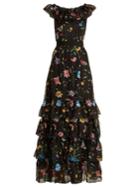 Goat Fairytale Floral-embroidered Silk-organza Gown