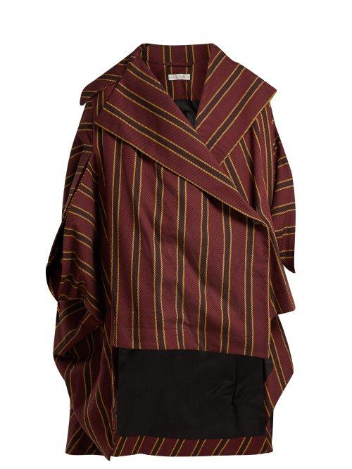 Matchesfashion.com Palmer//harding - Crest Striped Cotton Cape - Womens - Burgundy
