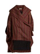 Matchesfashion.com Palmer//harding - Crest Striped Cotton Cape - Womens - Burgundy