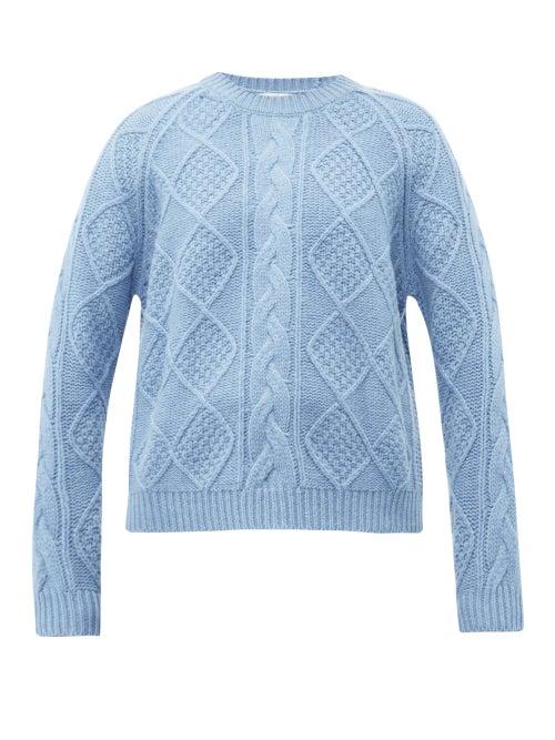 Matchesfashion.com Allude - Cable Knit Wool Sweater - Womens - Light Blue
