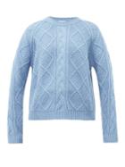 Matchesfashion.com Allude - Cable Knit Wool Sweater - Womens - Light Blue