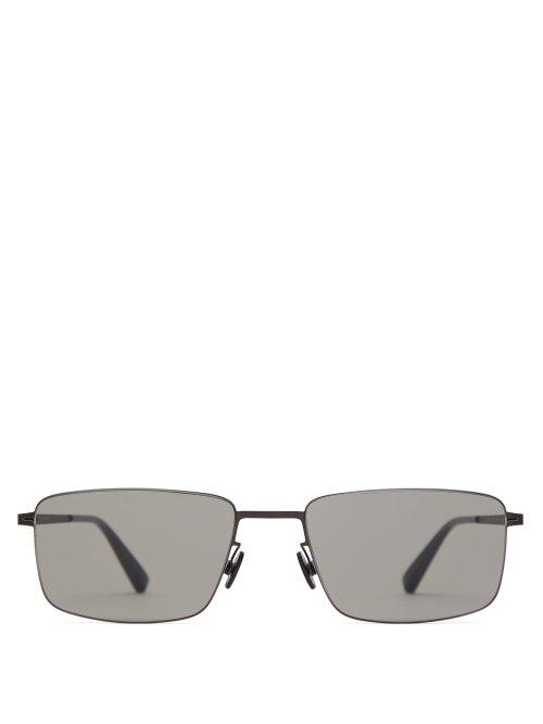 Matchesfashion.com Mykita - Kaito Rectangle Frame Metal Sunglasses - Mens - Black