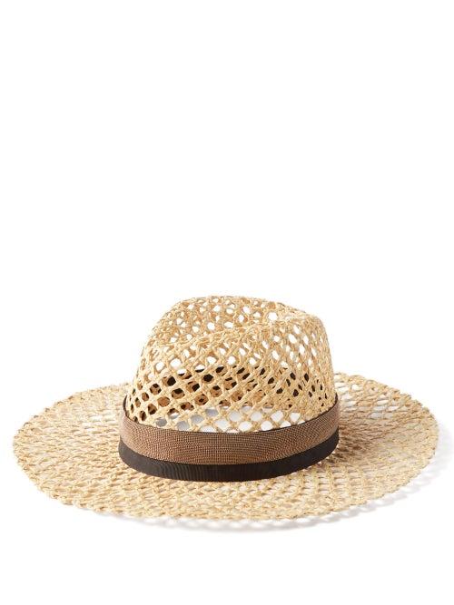 Brunello Cucinelli - Monili Chain-trim Raffia Hat - Womens - Natural