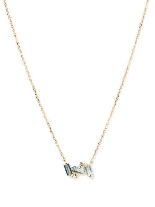Suzanne Kalan - Nola Topaz, Diamond & 14kt Gold Necklace - Womens - Blue Gold