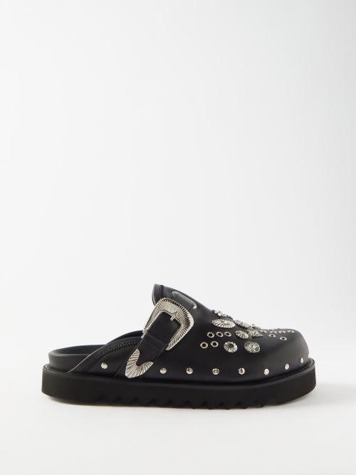 Toga Virilis - Studded Leather Backless Loafers - Mens - Black