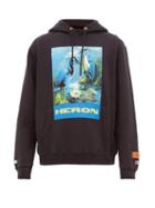 Matchesfashion.com Heron Preston - Heron Print Cotton Hooded Sweatshirt - Mens - Black Multi