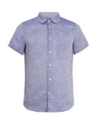 Frescobol Carioca Point-collar Short-sleeved Linen Shirt