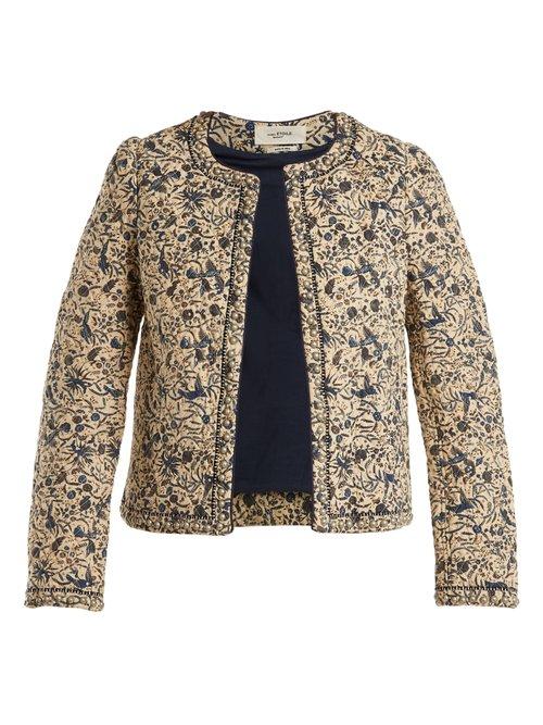 Matchesfashion.com Isabel Marant Toile - Hustin Floral Print Quilted Cotton Blend Jacket - Womens - Beige Print