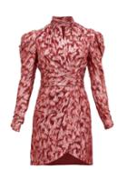 Matchesfashion.com Jonathan Simkhai - Puffed Sleeve Fil Coup Silk Mini Dress - Womens - Red Multi