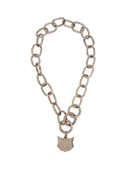 Matchesfashion.com Miu Miu - Cat Pendant Chain Necklace - Womens - Silver
