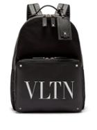Matchesfashion.com Valentino - Vltn Logo Print Leather Panelled Backpack - Mens - Black